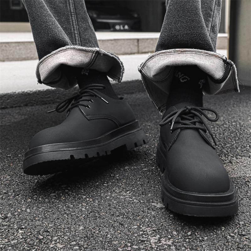 Обувь мужская 2024 года, новые популярные повседневные кожаные туфли весна-осень, черные туфли Martin, универсальные туфли дерби на платформе 3225-J