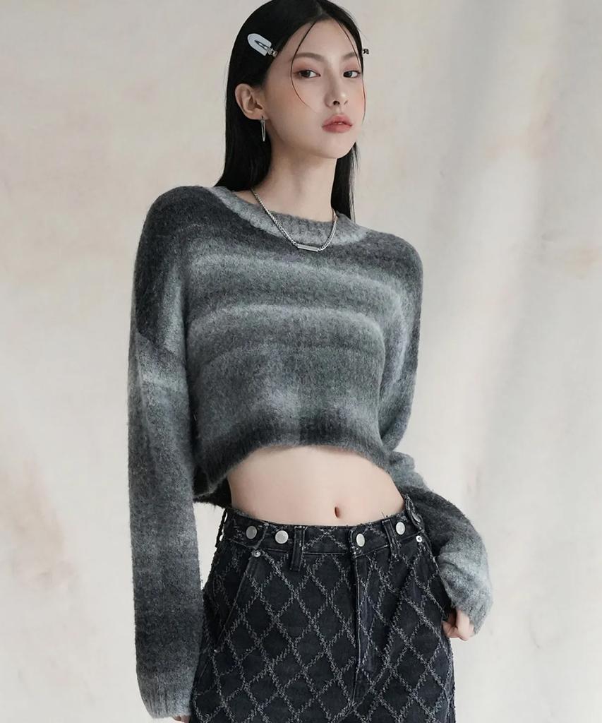 AVANDRESS Wool Gradation Crop Knit Rainbow