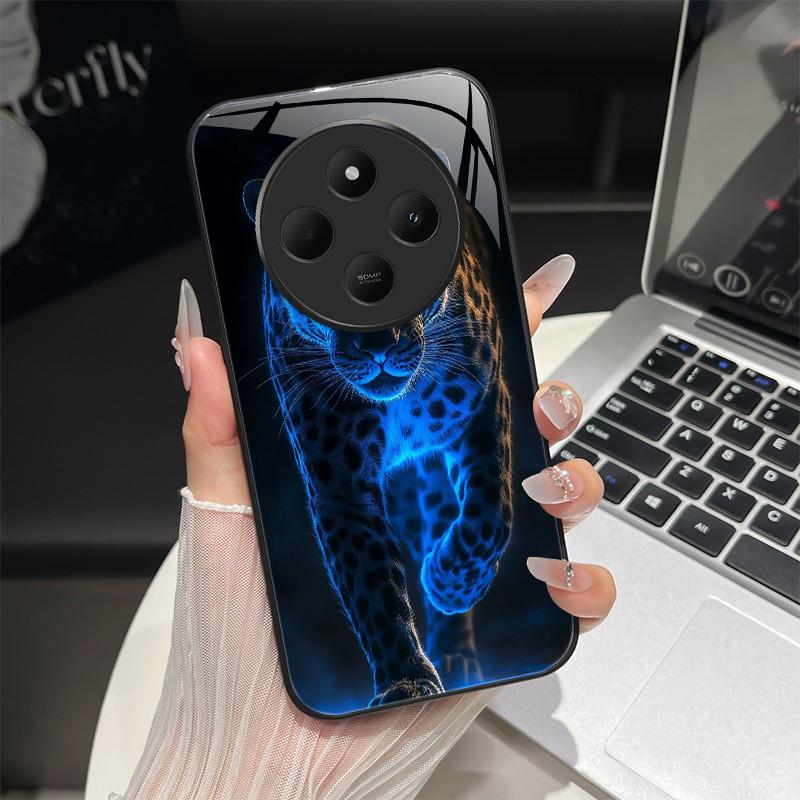 For Redmi 14C / Poco C75 Phone Case Trendy Design Tempered Glass Bumper For Xiaomi Redmi 14 C 4G 5G Full Protection Back Covers