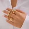 Gold Color Smooth Geometric Open Rings Set For Women Exaggerated Metal Irregular Thick Chunky Ring Jewelry Gift