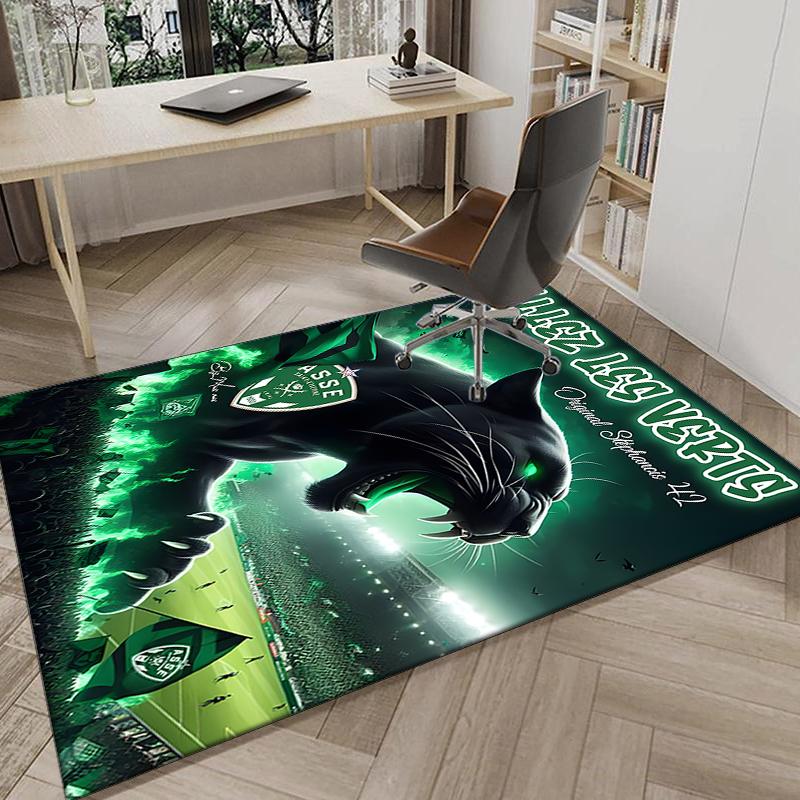 1PC Green Saint-Etienne Football Rug Game Carpet, Floor Mat for Bedroom Living Room Entryway Rug, Home Decor Idea Gift for Christmas birthday