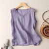 Хлопковые майки и майки, повседневная верхняя одежда, жилет, женский летний новый модный свободный топ без рукавов из хлопка и льна в стиле ретро, ​​белый