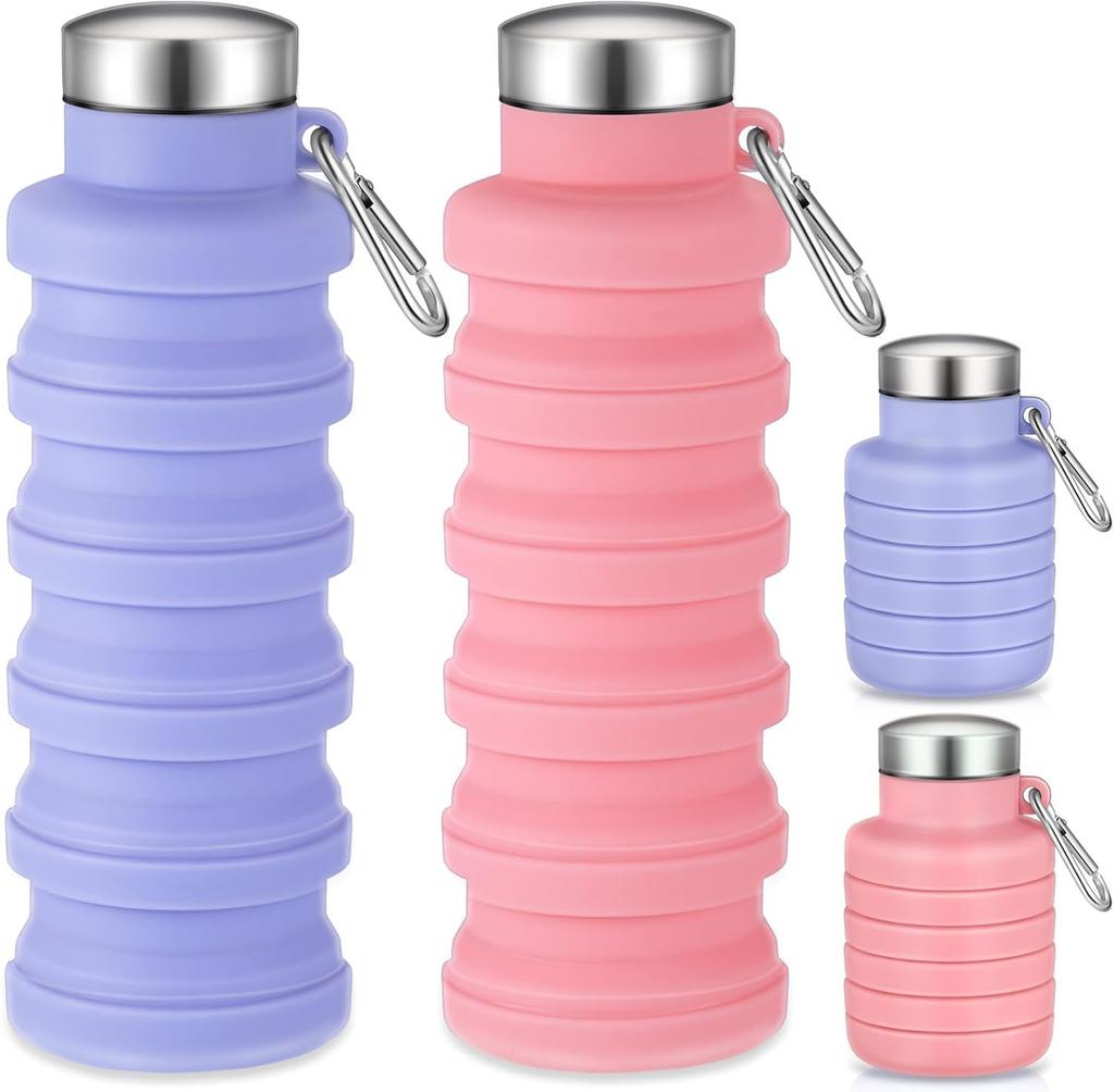 2pcs 500ml foldable silicone water glasses portable leak proof camping water bottle
