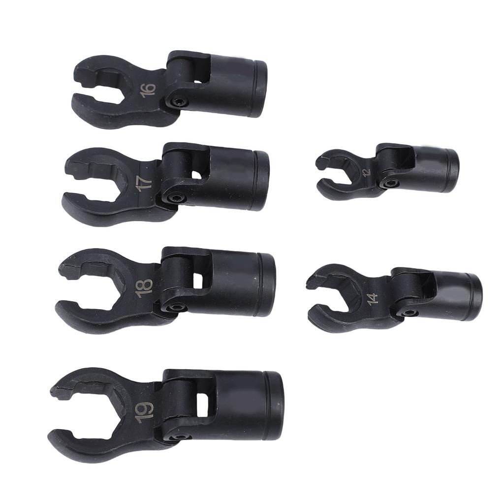 6PCS Crows Foot Wrenches 1Celsius2 3Celsius8 Inch Drive 6 Point Socket Flexible Head Fuel Line Wrench Set 12mm 14mm 16mm 17mm 18mm 19mm Opening