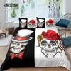 Пододеяльник с изображением сахарного черепа для возлюбленного, милашки, роз, комплект постельного белья для двоих, микрофибра, Хэллоуин, мужской, дымчатый, ужас, готический пододеяльник