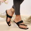 2024 High Quality Women's Shoes New Women's High Heels Fashion Open Toe Solid Color Women's Large Size High Heel Slippers