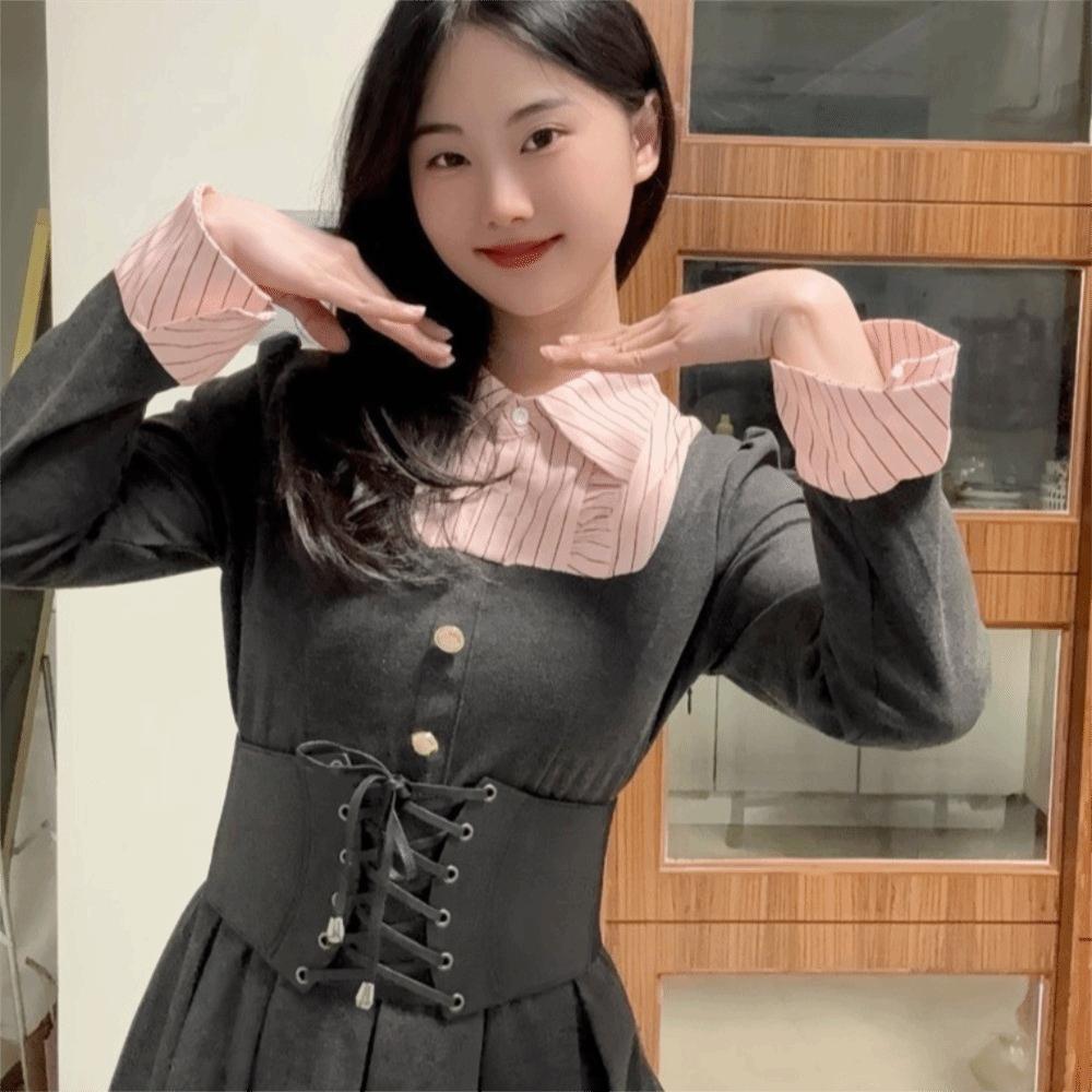 Стильная Девушка Корсет из Искусственной Кожи Однотонный Широкий Пояс Модный Широкий Пояс-Бандаж Комплекты