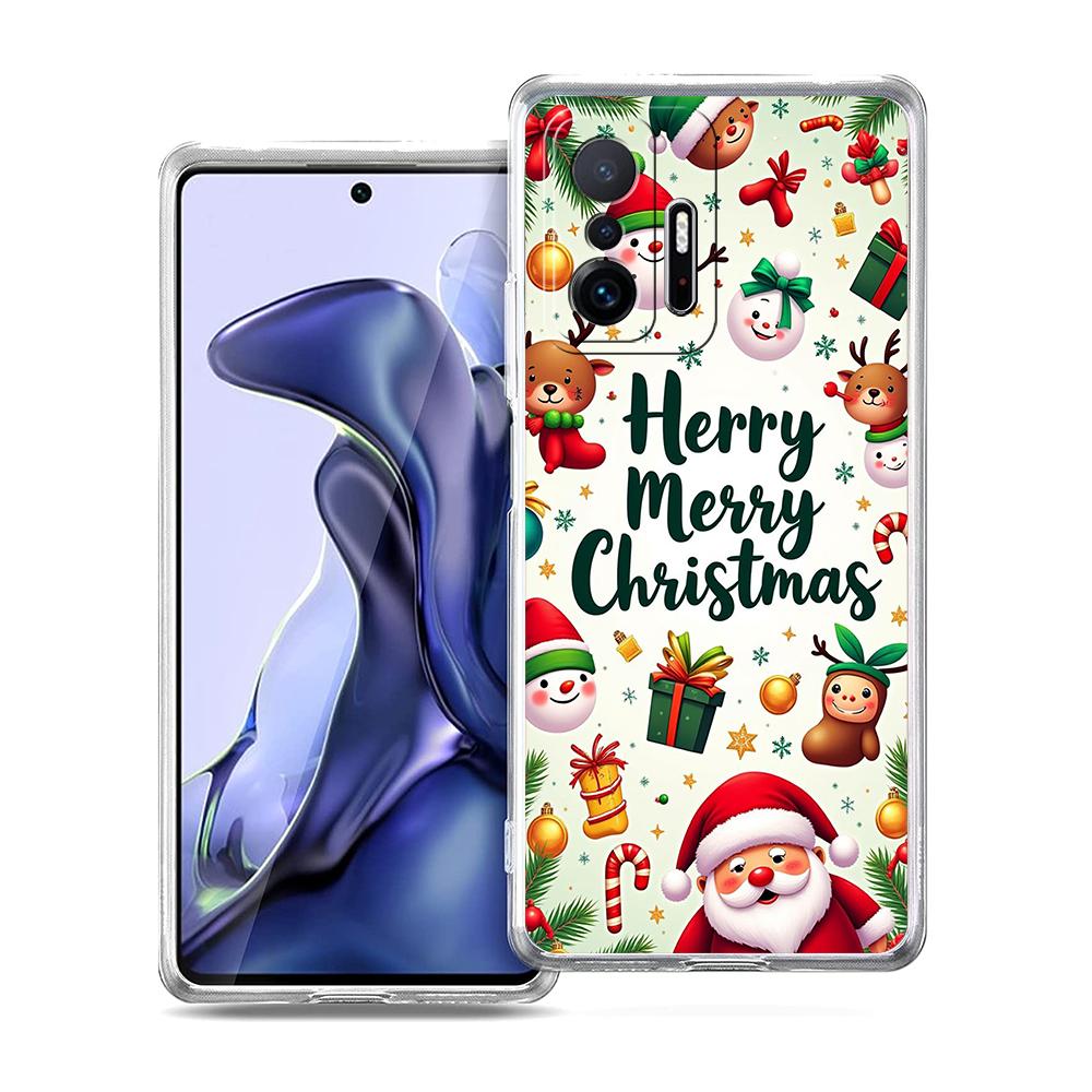 Прозрачный чехол для телефона для Xiaomi Mi 14 13 12 11 Ultra 13T 12T 11T Poco X3 NFC F3 F6 Pro Lite 5G Мягкий корпус из ТПУ С Рождеством