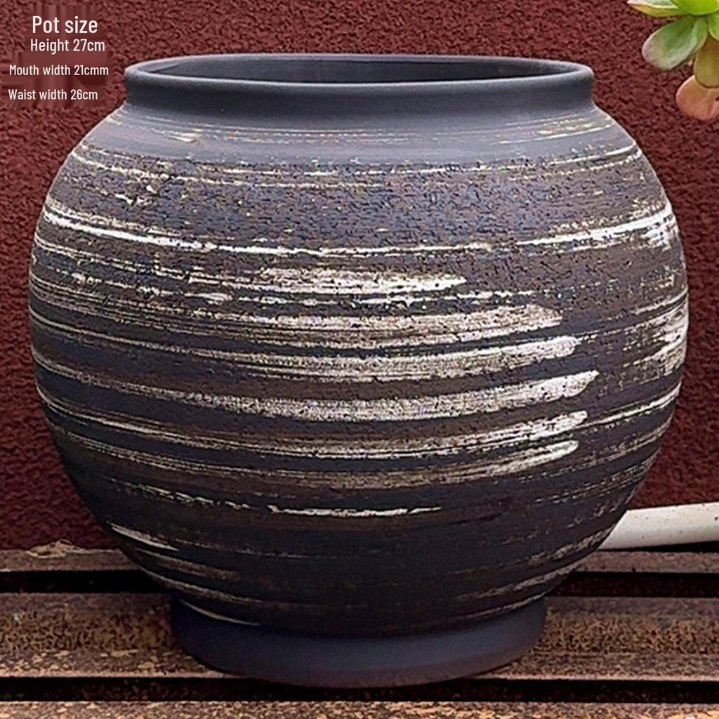 Vintage Ceramic Pot for Indoor/Outdoor Use – Large, Breathable Coarse Pottery for Green Plants, Tall Wide Mouth Design for Bougainvillea & Succulents