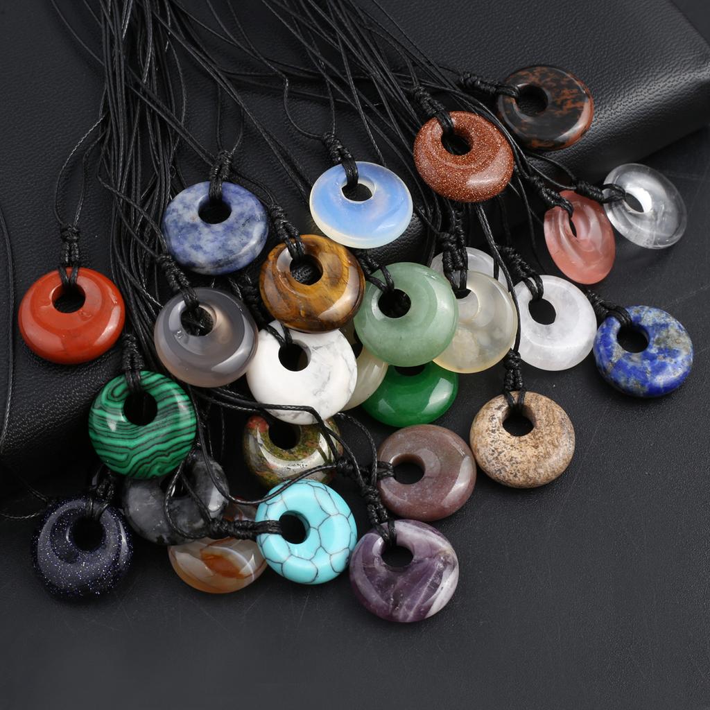 Новый стиль ожерелье натуральный камень белый нефрит/агат/лабрадорит ожерелье круглый кулон для женщин подарок на день рождения