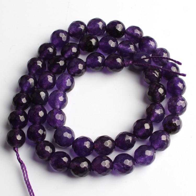 Граненый фиолетовый камень халцедон свободные круглые 15-дюймовые бусины для изготовления ювелирных изделий 4/6/8/10/12 мм бусины