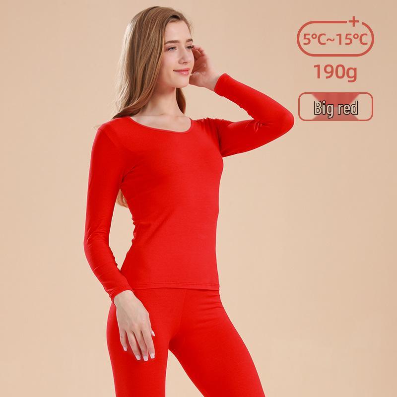 Унисекс Хлопковый Комплект Теплого Белья Облегающего Кроя с Круглым Вырезом - Большой Размер, Осень/Зима