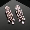 Designer Women's Earrings with Shiny Rose Gold and CZ Streamers