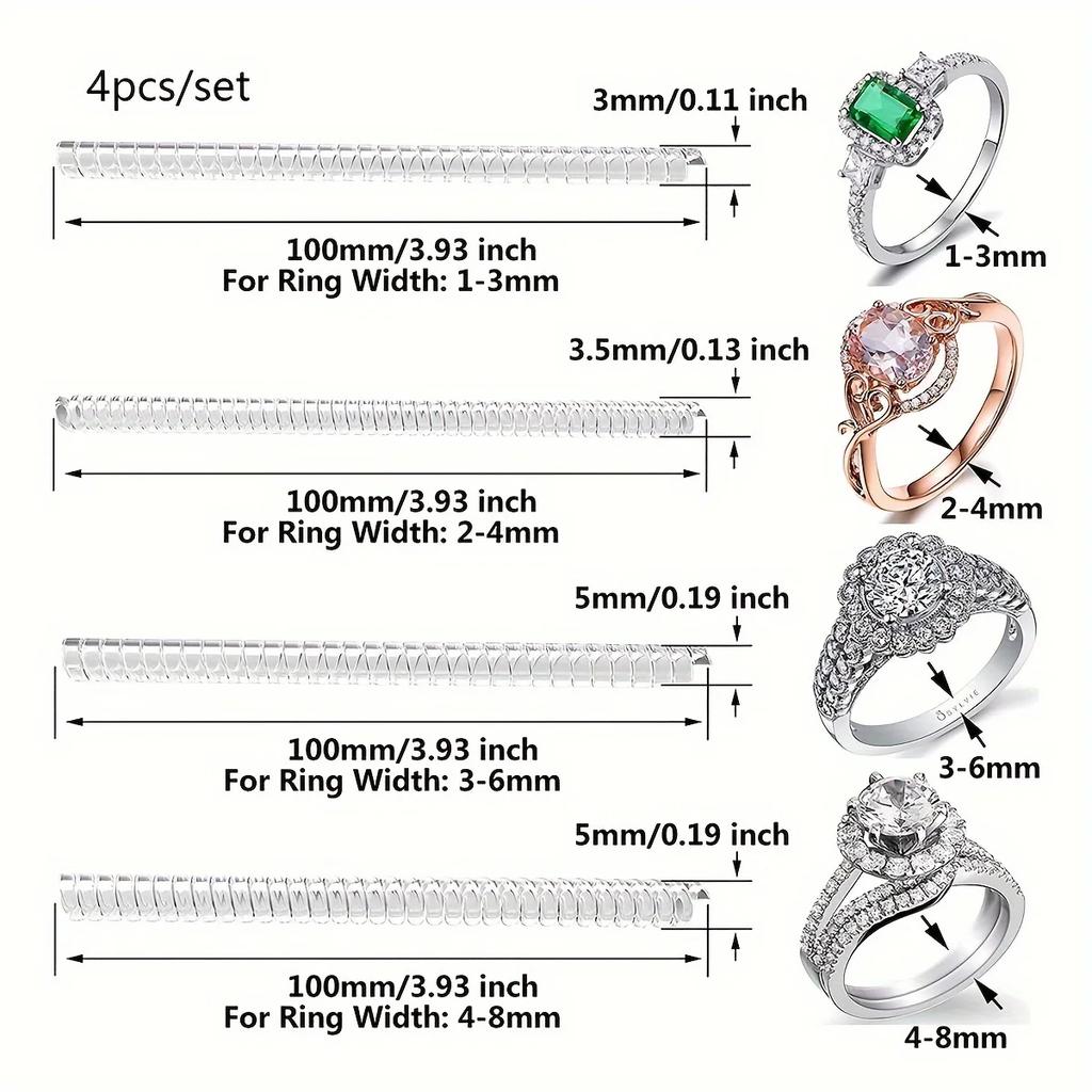 4pcs Ring Size Adjuster For Loose Rings, Transparent Silicone Ring Resizer Ring Adjuster For Loose Rings Ring Adjuster