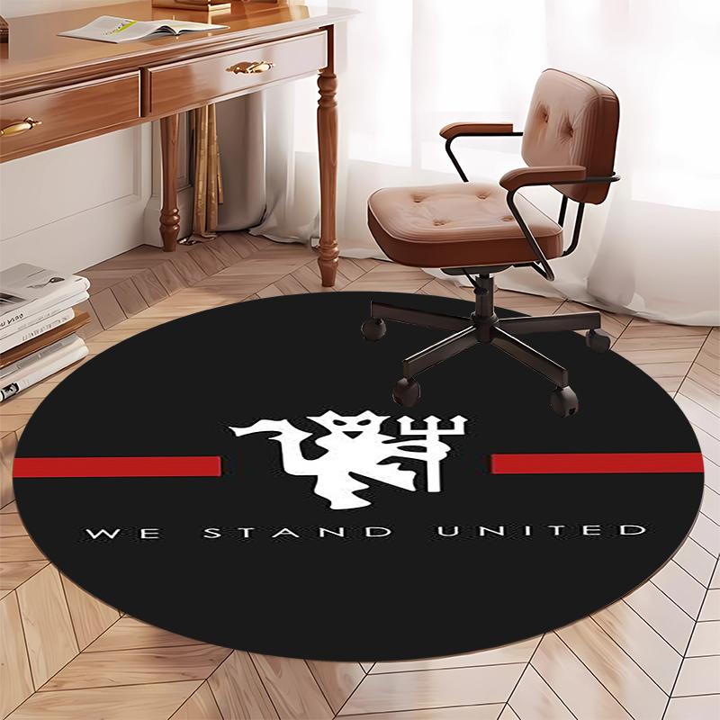 Manchester United Printed Round Rug Carpet Chair Rug Area Rug Entryway Doormats,for Office Chair Living Room Bedroom Kitchen Room.