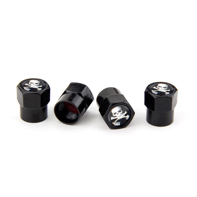 Skull Logo Tire Valve Stem Caps Universal Mini Wheel Dust Caps Car Exterior Decor Accessories