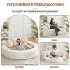 A versatile 4-in-1 sofa bed, which can be used both as a semi-circular sofa and as a round daybed, Two round cushions and one square cushion