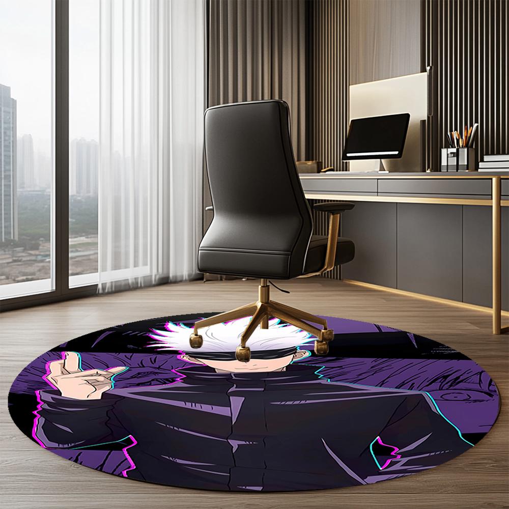 Jujutsu Kaisen Printed Round Rug Carpet Chair Rug Area Rug Entryway Doormats,for Office Chair Living Room Bedroom Kitchen Room.