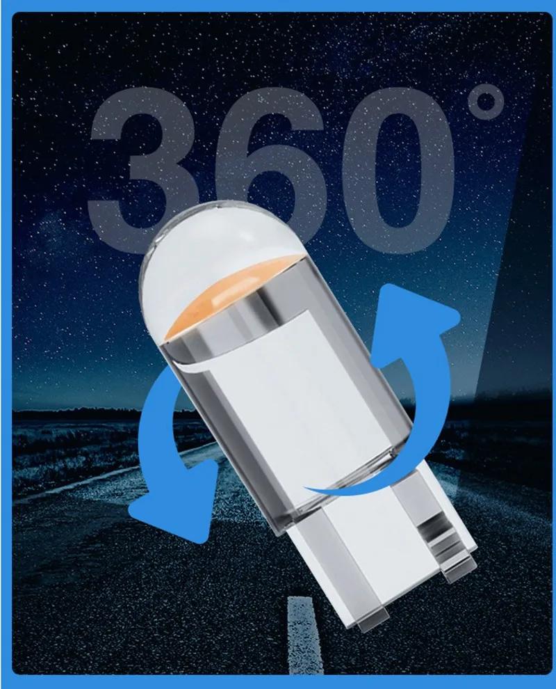 Car LED T10 W5W Canbus Glass COB 6000k Reading Dome Lamp Marker Wedge License PlateLight Bulb 168 194 192 DC 12V White Blue Red