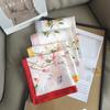 Silk Scarf Neck Small Square Scarf Light Pink Flower Simulation Silk Scarf Women's Summer Travel with Fresh and Sweet Small Scarf