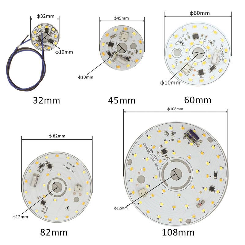 220 В переменного тока 3/6/12/24 Вт Трехцветная светодиодная лампа без привода, панель с источником света, белый теплый свет, люстра, круглая потолочная трансформация
