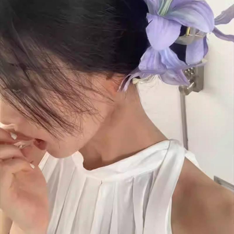 Акриловый тканевый цветок асимметричная заколка атмосфера ранней весны милый зажим-акула женская мода стиль для отпуска аксессуары для волос