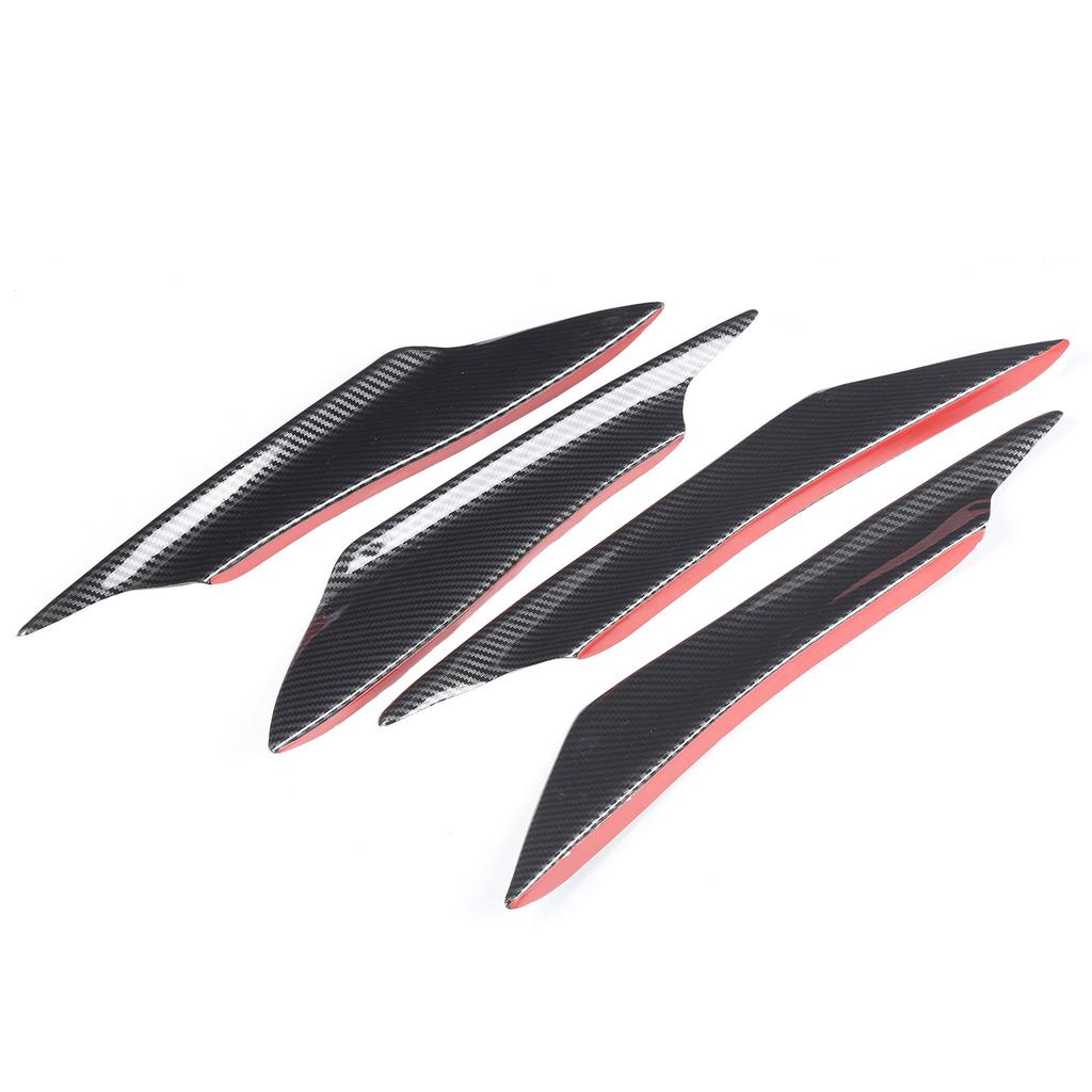 4Pcs Universal Front Bumper Spoiler Lip Splitter Fin Carbon Fiber Style Car Exterior Body Kits