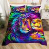 Lion Rose Duvet Cover Sets King Size Animal Floral Print Polyester Comforter Cover Nature Theme Bedding Set for Kids Adult Teens