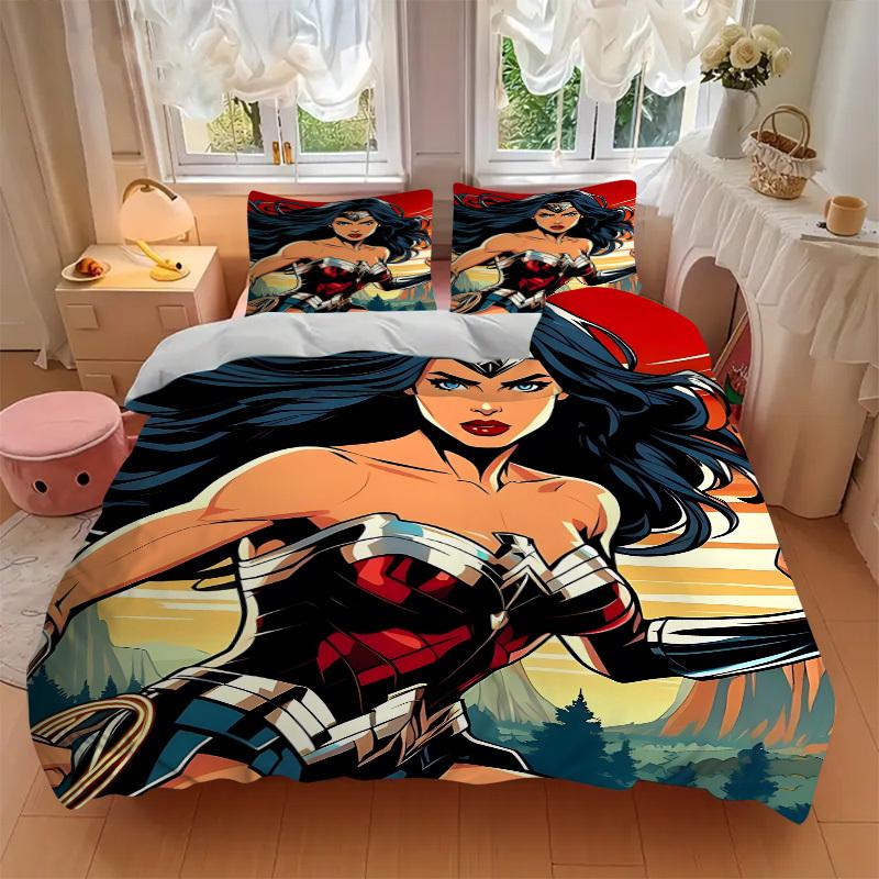 3pcs Wonder Woman, Superhero Cover Set,Soft Comfortable Duvet Cover,Guest Room (1*Duvet Cover + 2*Pillowcases, Without Core) yy251024155