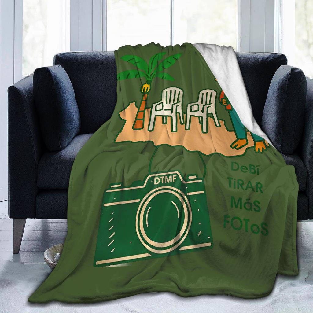 Debi Tirar Mas Fotos Album Knitted Blankets Bad Bunny Flannel Throw Blanket Bedding Couch Portable Lightweight Bedspreads,