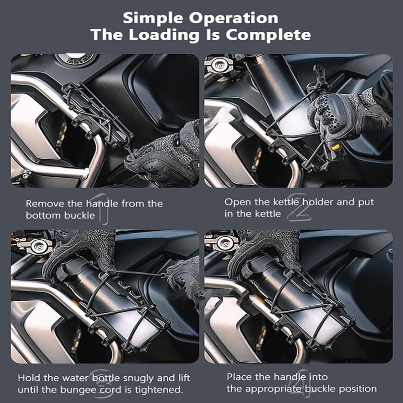 1pc Black Motorcycle Cup Holder Bumper Water Bottle Holder 360-degree Adjustment Expandable Design for Bike Motorbike ATV