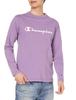 Champion Long Sleeve Classic Script Logo Size L Men's T-Shirt, 100% Cotton, Print, Violet, (C3-Q401)