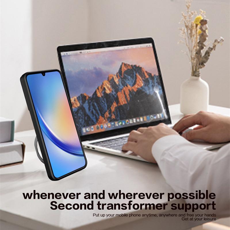 Противоударный чехол-подставка с магнитным кольцом Samsung S25 Edge и сдвижным окошком