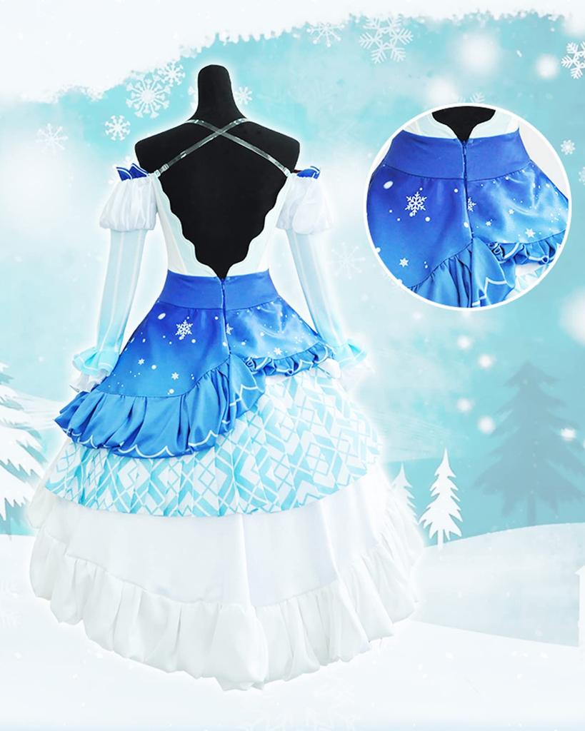 [Milky Time] Snow Miku Hatsune Miku Cosplay Costume with Wig, Halloween Costume for 2019