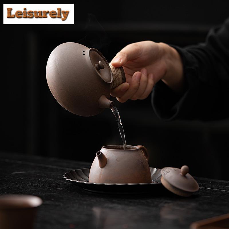 Ретро грубая керамика с ручкой сбоку, уличный обогреватель, печь на спирту, угольная печь, чайник для кипящей воды, чайный сервиз