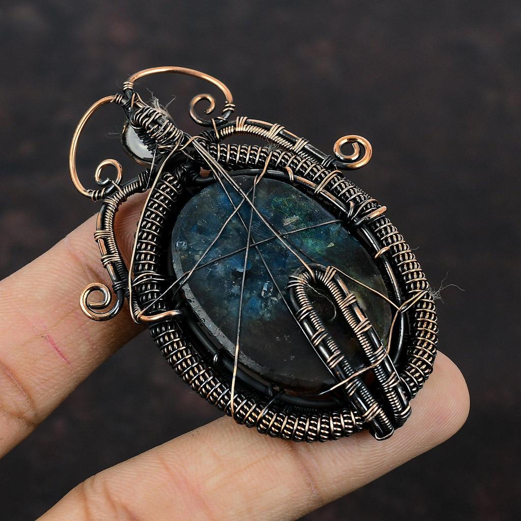 Древо жизни арбуз турмалин кулон медная проволока обернутый кулон драгоценный камень кулон лунный камень ручной работы медные украшения для подарка