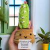 Вязаная крючком кукла кактус суккулент с открыткой для поднятия настроения настольное украшение позитивная вязаная крючком фигурка для домашнего офиса декор