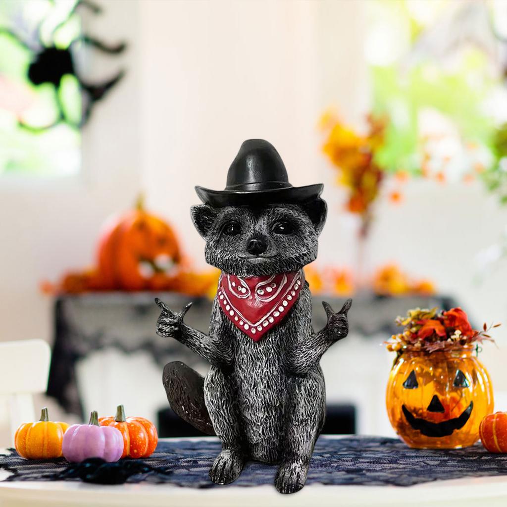 Фигурка енота Забавная Реалистичная Декоративная из смолы Статуэтка дикого животного Украшение для стола Книжной полки Каминной полки