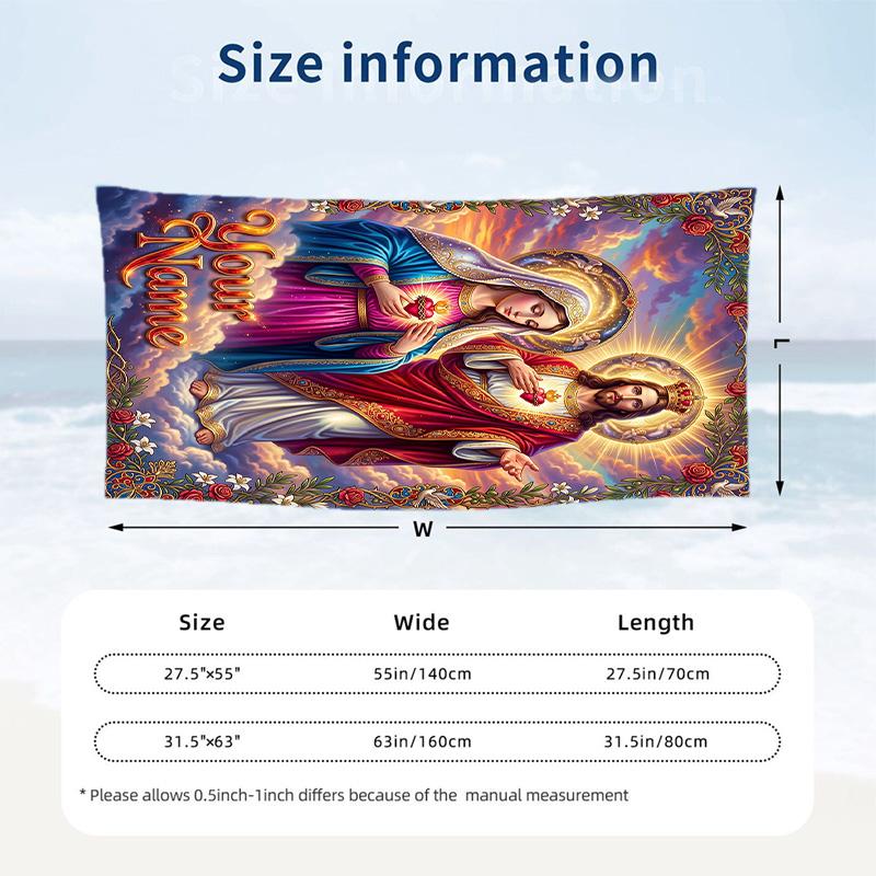 Valentine Love Theme Beach Towel Personalized Custom Name & Text Soft Quick Dry Beach Towel for Swimming Travel