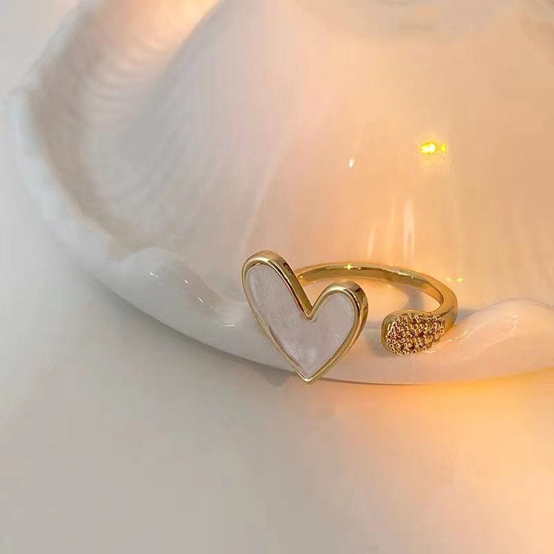 Trendy Heart Ring For Women Minimalist Aesthetic Enamel Open Ring Female Party Charming Ring Jewelry