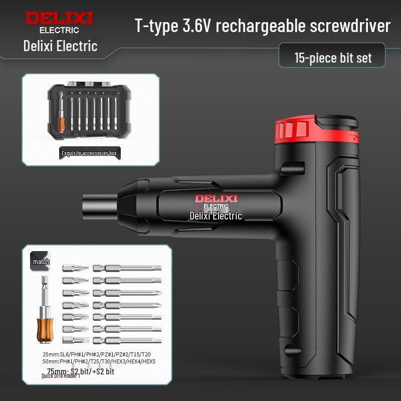 Многофункциональная электрическая отвертка и мини-литиевый шуруповерт Delixi для домашнего использования