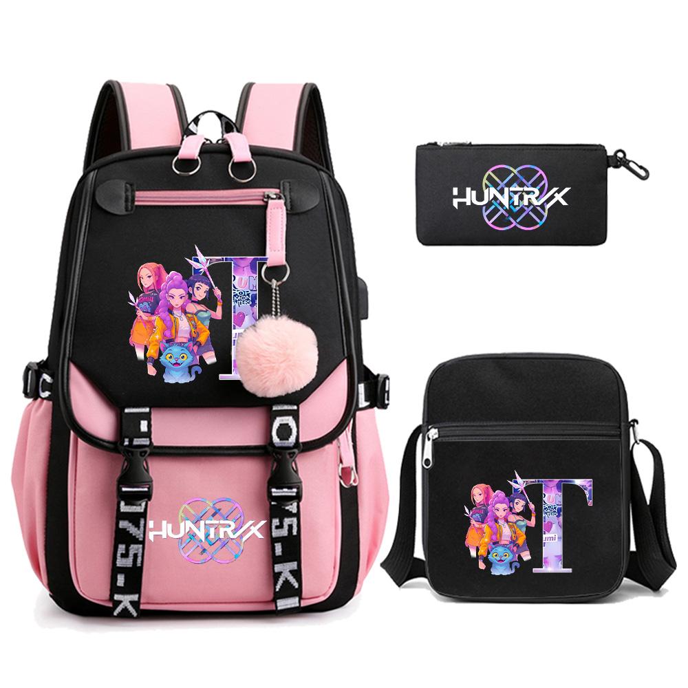 3 шт./набор Милый мультяшный рюкзак с принтом 26 английских букв и наплечной сумкой для студента-подростка, девочки, мальчика, портфель большой вместимости, дорожная сумка, детский подарок