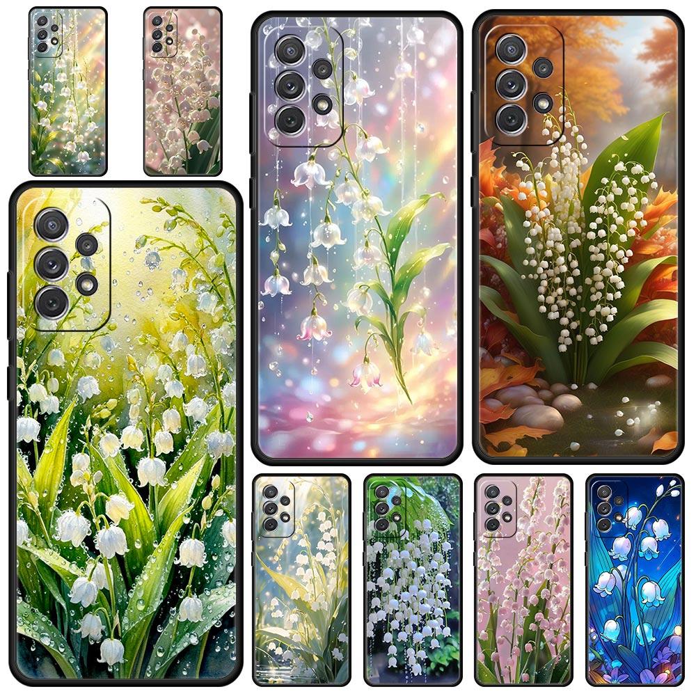 Прозрачный цветочный чехол для телефона Ландыш для Samsung Galaxy A55 A35 A15 A14 A13 A25 A54 A51 A71 A72 A73 A32 A52 A41 Мягкий ТПУ