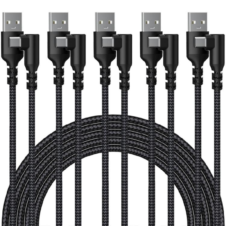 Практичный гибкий кабель для быстрой зарядки USB Type C, 2 метра, с угловыми разъемами, подходит для смартфонов, Switch, Power Delivery