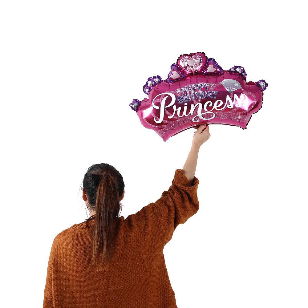 Ярко-Розовый Корона Принцессы День Рождения Украшения Поставки Круглый Фольгированный Шар