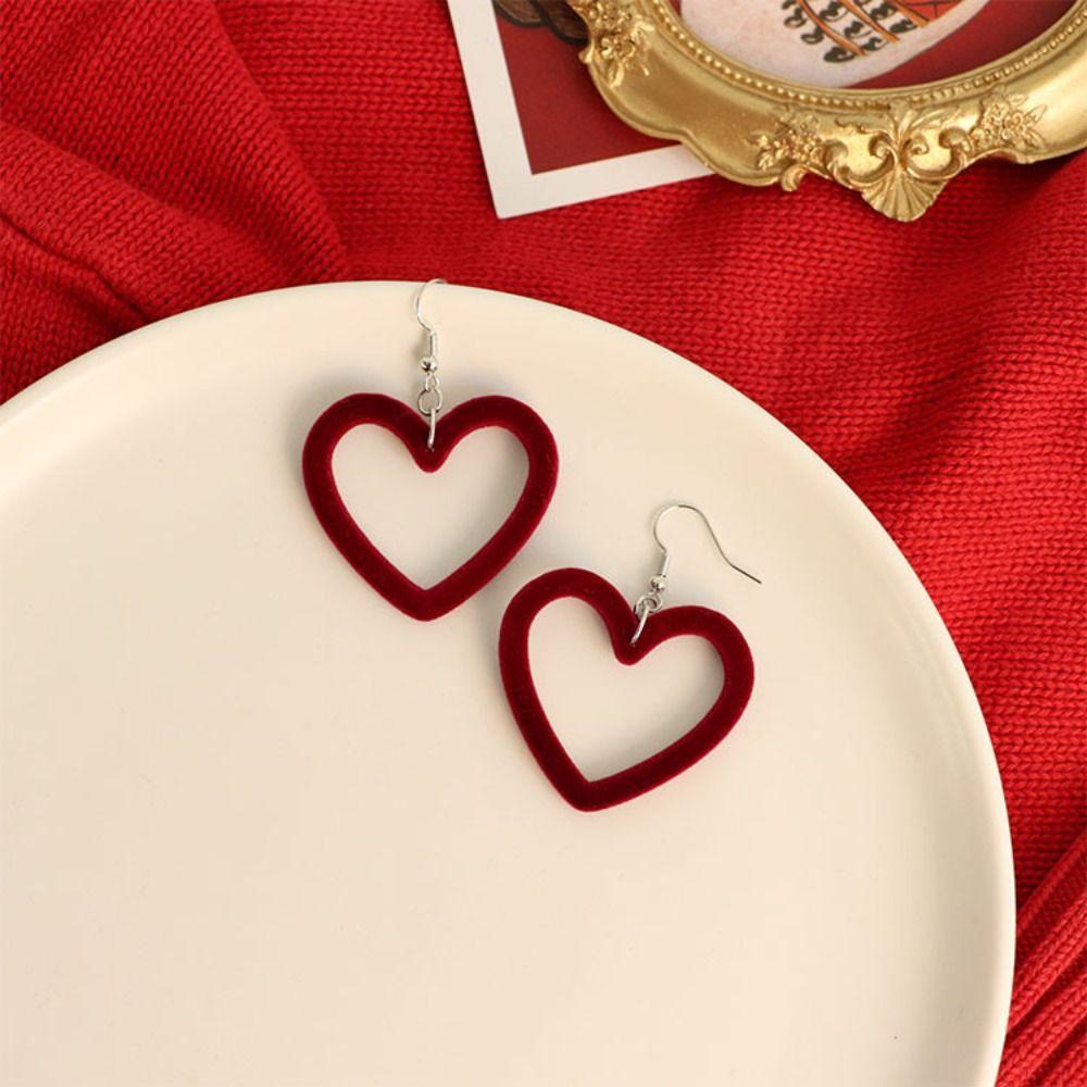 Bowknot Women Fashion Christmas Earrings Jewelry Gifts Heart Stud Earrings Red Velvet Ear Clip