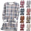Women's Fashion Plaid Print Round Neck Long Sleeve Plush Winter Warm Pullover Top