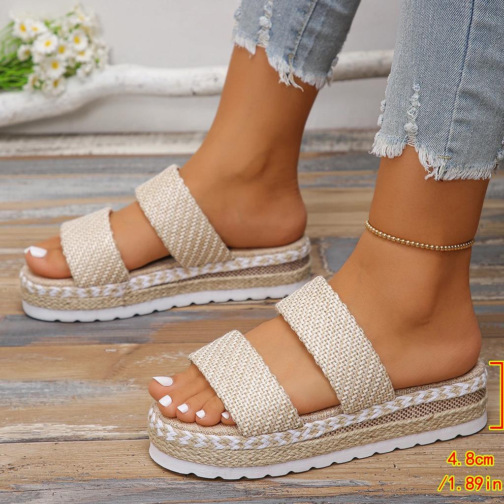 Summer Thick Sole Hollow Sexy Comfortable Sandals Increased Casual Women's Daily Beach Slippers Large Size Round Toe