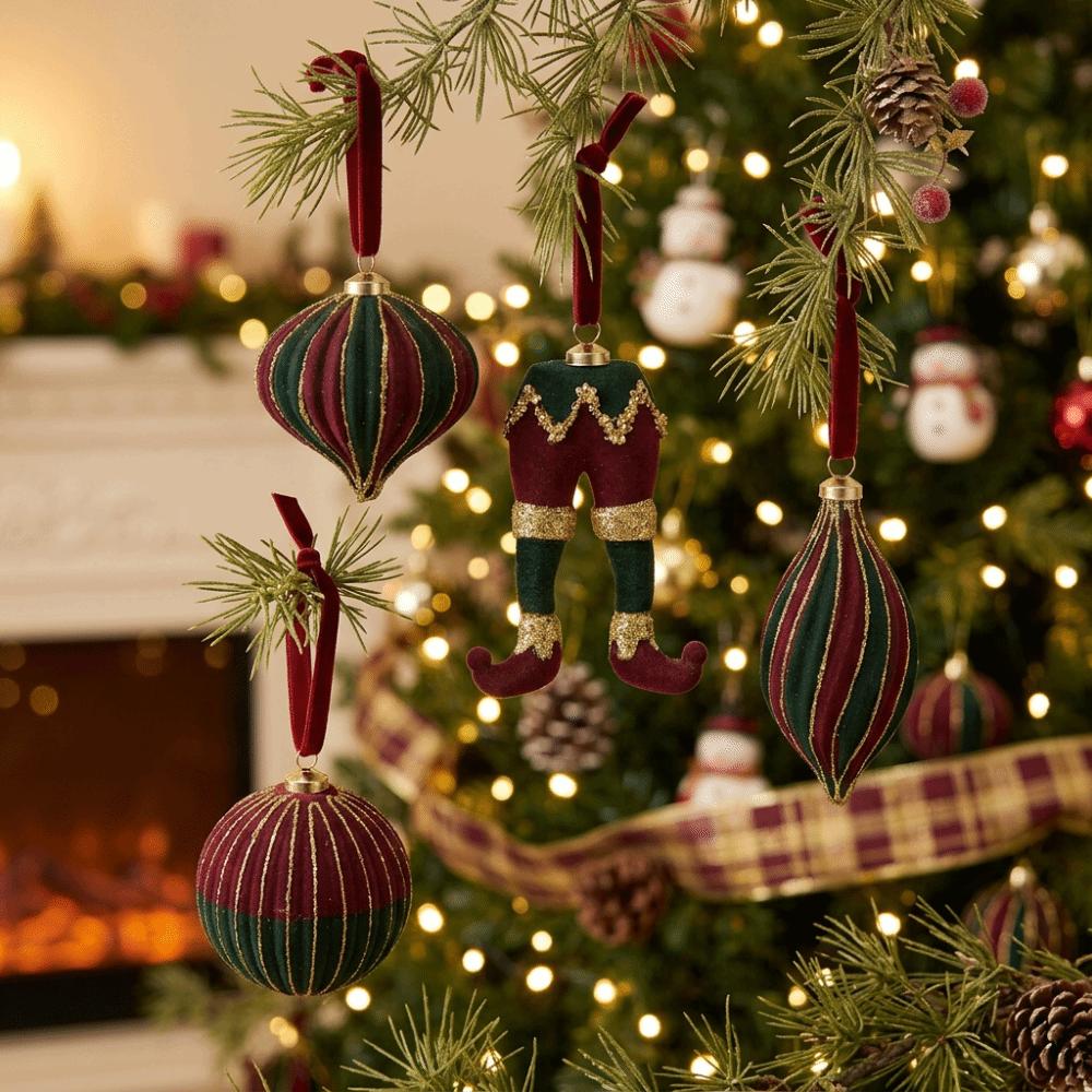 Plush Texture Christmas Ornament Ball Hand-Flocked Hanging Tree Decoration for Christmas Tree