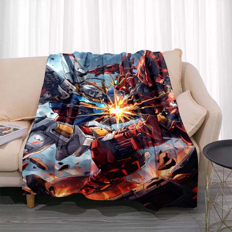 The Mobile Suit Gundam Cartoon Blanket Is Warm and Soft, Suitable for All Seasons, and Perfect for Home, Travel, and Picnics.